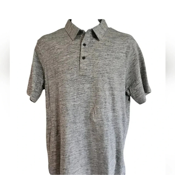 Hawker Rye Grey Speckled Polo Shirt Size Medium Short Sleeve Preppy Classic - Picture 2 of 3